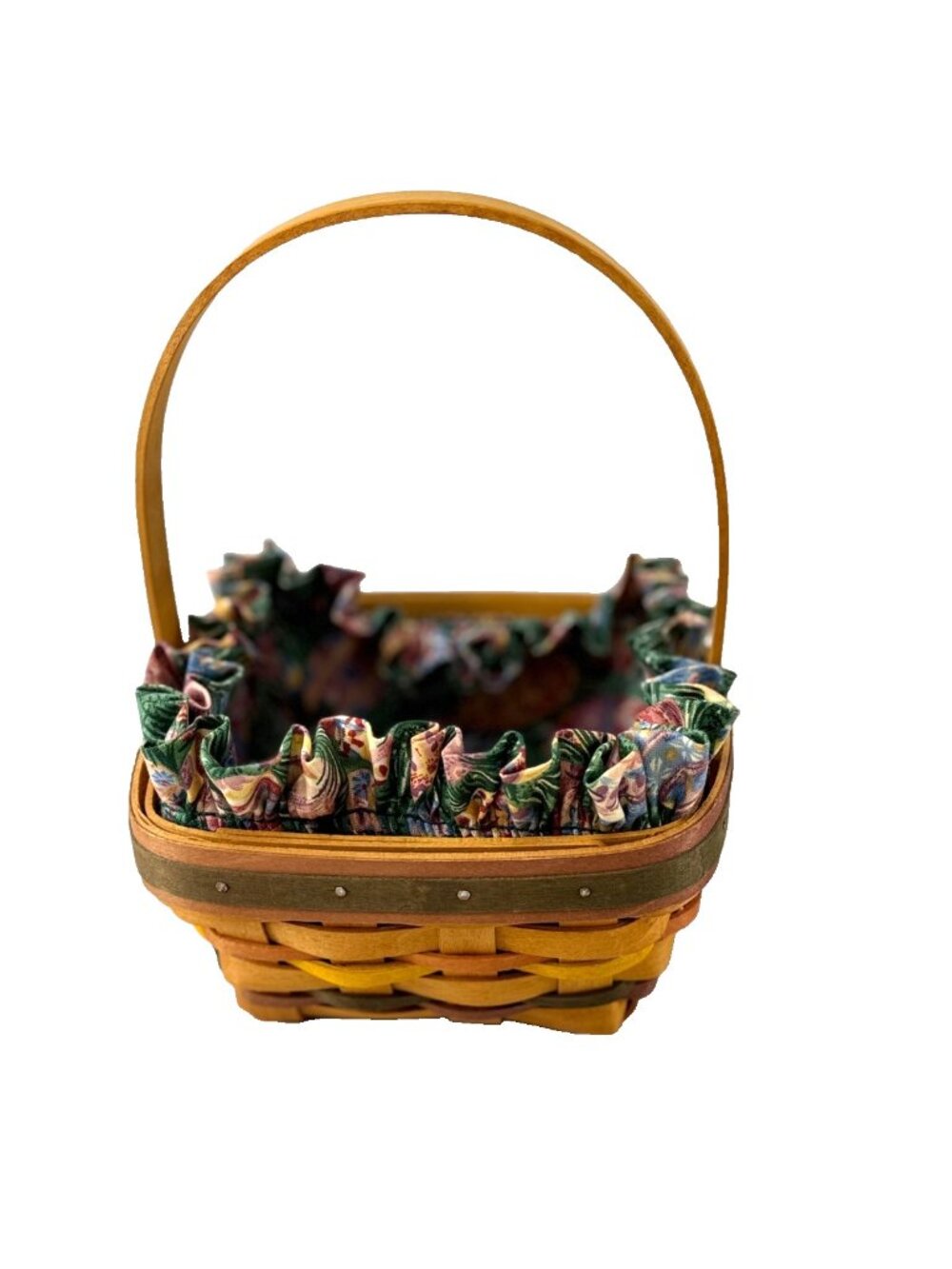 1998 Longaberger Small Easter Basket w/Egg Liner 6"L x 6"W x 3"H
